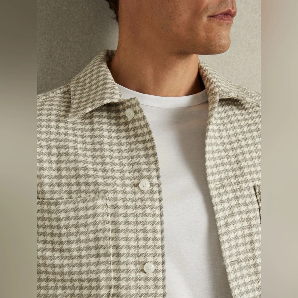 NWT REISS Naqua Dogtooth Twill Overshirt - Picture 2 of 12